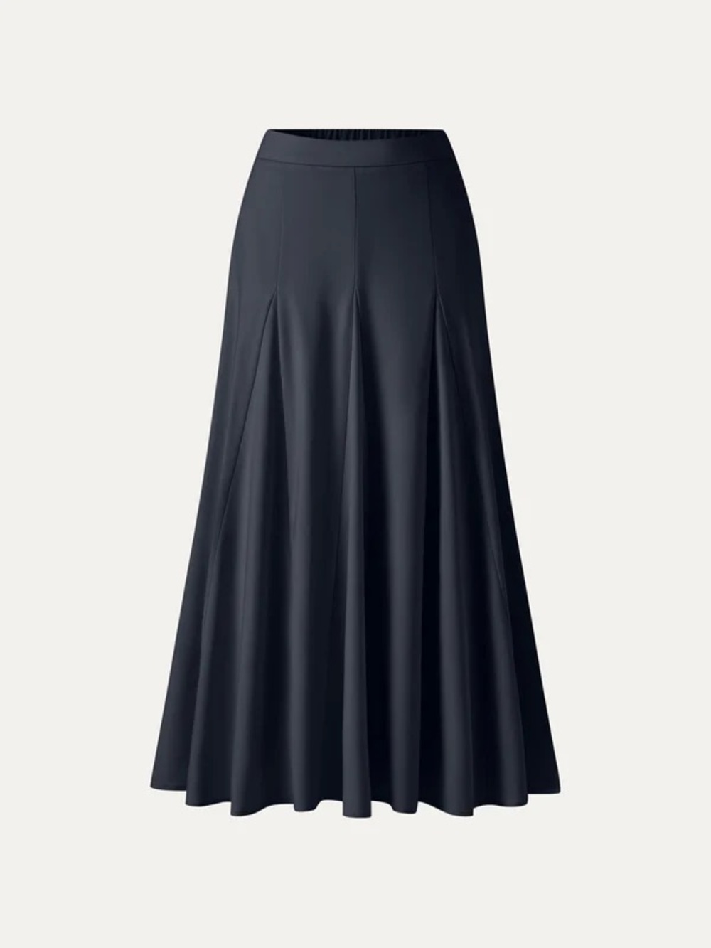 NWT OGL Wrinkle-Resistant Linen Blend Maxi Flare Skirt IN NAVY